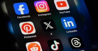 Toronto, Canada - September 24, 2023:  Popular social media apps on an Apple iPhone: Facebook, Instagram, YouTube, Pinterest, X (formerly Twitter), LinkedIn, Reddit, TikTok, and Threads.