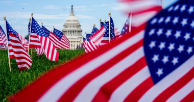 The U.S. Capitol is seen past American flags on the National Mall, Friday, June 6, 2025, on the National Mall in Washington. (AP Photo/Julia Demaree Nikhinson)