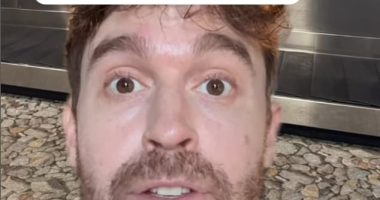 Sydney-based comedian Tom Cashman (pictured), has caused a stir online after seeing this very bold claim at Wellington International Airport in New Zealand