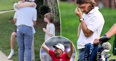 Tommy Fleetwood has touching moment with wife after crushing Travelers Championship finish