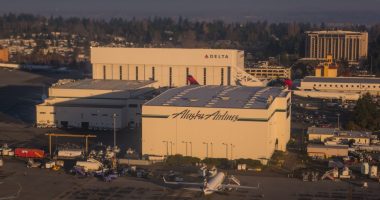 Alaska Airlines maintenance facility at Seattle-Tacoma International Airport.
