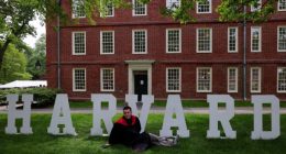 Graduating student Jordan Strasser poses for a photograph before class day exercises, part of Harvard University’s 374th commencement in Cambridge, Massachusetts