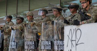 California National Guard members in Los Angeles on June 9 2025