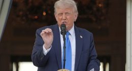 President Donald Trump speaks during a summer soiree on the South Lawn of the White House. He has banned the citizens of 12 countries from travelling to the US.