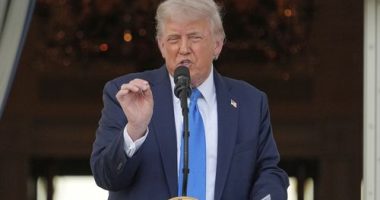 President Donald Trump speaks during a summer soiree on the South Lawn of the White House. He has banned the citizens of 12 countries from travelling to the US.