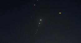 Missile traces in the night sky.