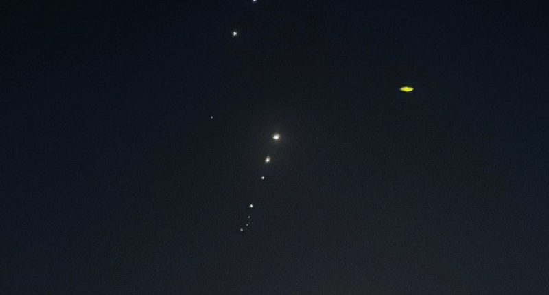 Missile traces in the night sky.