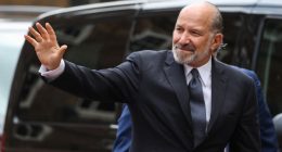 US Secretary of Commerce Howard Lutnick waves as he arrives at Lancaster House in London