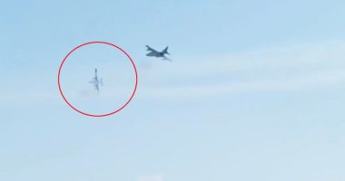 A Su-25 attack jet crashing in the Donetsk region.