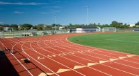 High school running track and football field.