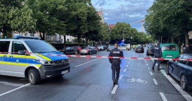 Police officers at a crime scene.