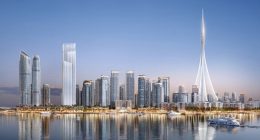 Rendering of Dubai Creek Harbour with The Tower at Dubai Creek.