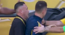 Ex-Man United star scraps with security guard and is sent off - while not even playing - as Club World Cup clash descends into chaos with three red cards - and his 'worst signing' status sealed