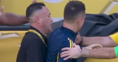 Ex-Man United star scraps with security guard and is sent off - while not even playing - as Club World Cup clash descends into chaos with three red cards - and his 'worst signing' status sealed