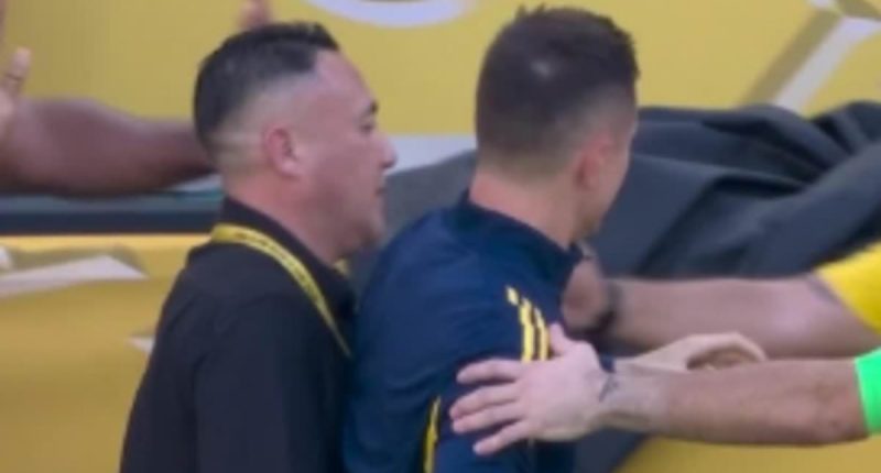 Ex-Man United star scraps with security guard and is sent off - while not even playing - as Club World Cup clash descends into chaos with three red cards - and his 'worst signing' status sealed