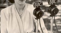 A young Princess Elizabeth about to give a radio speech on her 21st birthday during the royal tour of South Africa in 1947