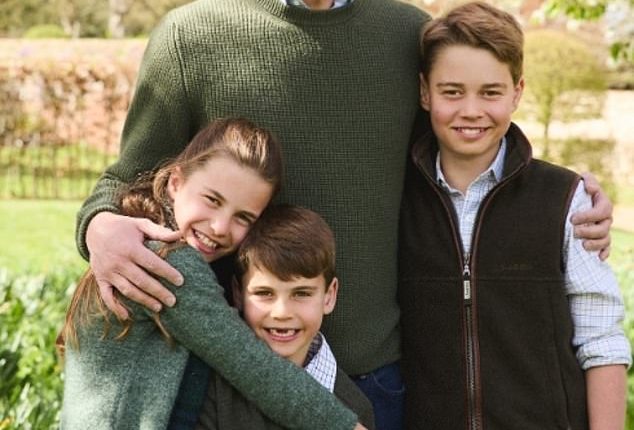 The Princess of Wales broke tradition with her family's latest Father's Day post (pictured Prince William with his children, from L to R, Princess Charlotte, Prince Louis, and Prince George, in the new post)