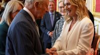 Kate Winslet has accepted a new position as part of the King's Trust - after claiming that she would be 'upset and disgusted' if she had come from 'wealth or royalty' (pictured with King Charles during a reception at St James's Palace in London)