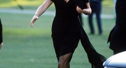 Princess Diana wore her famous little black dress by Christina Stambolian to a charity dinner at the Serpentine Gallery on June 29, 1994