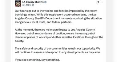LASDHQ Tweet about Iran