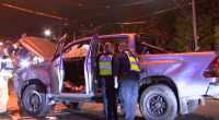 Man arrested, woman flees after car smashes into tram stop