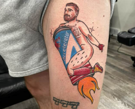 Travis Kelce x Accelerator tattoo