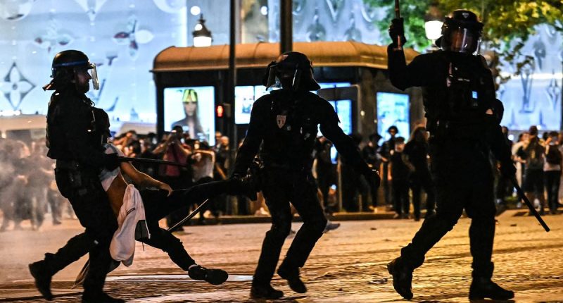 PSG 'barbarians' tear Paris apart: 294 arrested and 205 people injured, with a 17-year-old killed, in Champions League celebrations... as city braces for more chaos at tonight's parade