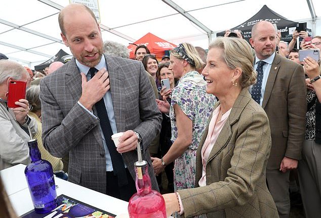 The Prince of Wales lived up to his reputation as 'One Pint Willy' when he recoiled while sampling local Cornish gin with the Duchess of Edinburgh at the Royal Cornwall Show today