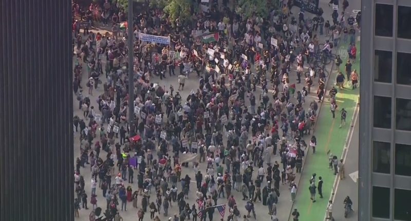 Protesters rally against ICE in downtown Chicago