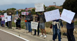 Protestors gather outside of Camp Pendleton to oppose use of military against civil demonstrations