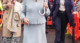 The Queen (pictured) has braved the rainy weather to visit what she called 'the most beautiful racecourse' and open a new stand that has been named in her honour today