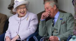 Queen Elizabeth II and the then-Prince Charles at the 2012 Braemar Highland Gathering