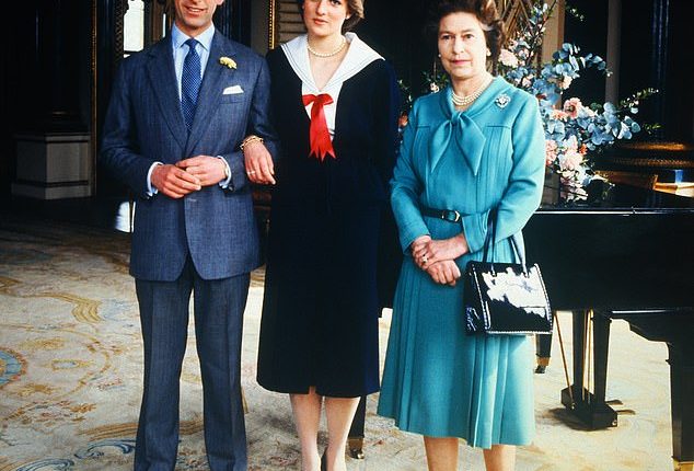 Princess Diana chose a sailor suit from the Bellville Sassoon's ready-to-wear collection for her first official portrait with Prince Charles and Queen Elizabeth
