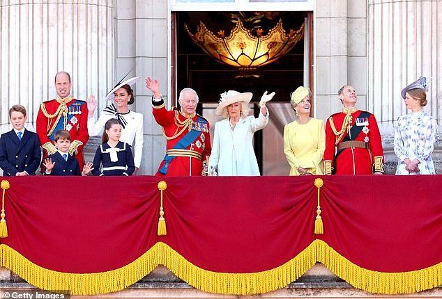 It is that time of year again, when tens of thousands of people mass down The Mall and millions more watch on television as the King celebrates his official birthday at Trooping the Colour. Above: The King and Queen and other senior royals on the Buckingham Palace balcony at last year's event