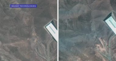 Satellite images of Iran nuke site Fordow show damage after US airstrike. Satellite image ©2025 Maxar Technologies.