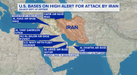 Map of U.S. military bases at highest risk for strike by Iran,