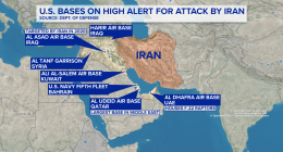 Map of U.S. military bases at highest risk for strike by Iran,