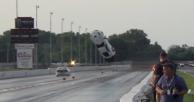 Video: Drag racer survives frightening airborne crash in Illinois