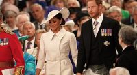 Prince Harry and Meghan Markle arrive to attend a Service of Thanksgiving for the 2022 Platinum Jubilee of Queen Elizabeth II