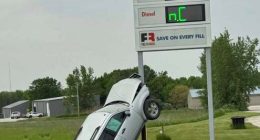 Wisconsin man crashes into gas station sign after high-speed pursuit