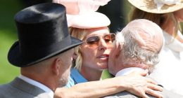 Zara Tindall pecks the King on the cheek as she warmly greets her uncle at Royal Ascot