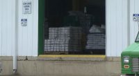 Laundry shipment at a loading dock.