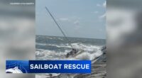 10 rescued from sinking sailboat after hitting rocks in Avalon, New Jersey