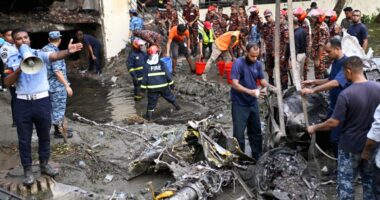 A Bangladesh Air Force training jet crashes into a Dhaka school, killing at least 19