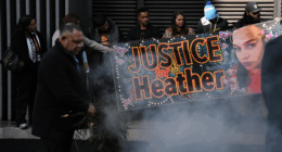 Supporters of Heather Calgaret attend a smoking ceremony during the inquest into the death of Heather Calgaret at the Coroners Court of Victoria in Melbourne, Monday, July 28, 2025.
