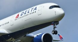 Delta Air Lines Airbus A350-900 landing.