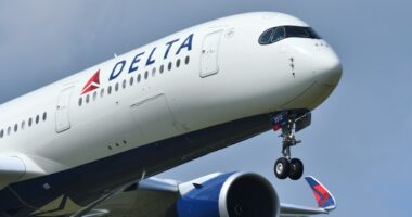 Delta Air Lines Airbus A350-900 landing.