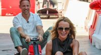 Amanda Holden, 54, puts on a leggy display in a brown 'skort'