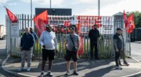 Striking Birmingham refuse collectors on picket line.