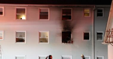 Aftermath of a fire at an assisted living facility.